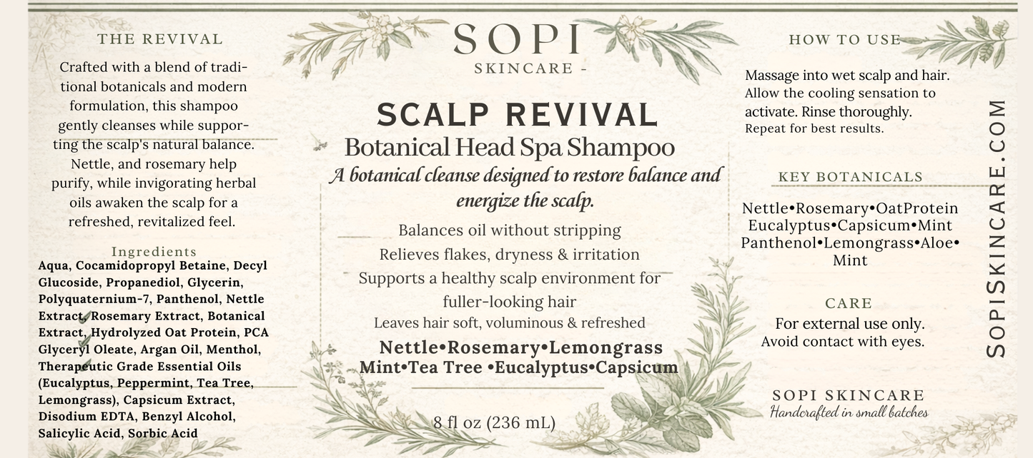 Scalp Revival Botanical Shampoo
Purifying + Balancing Cleanse & Hydrate