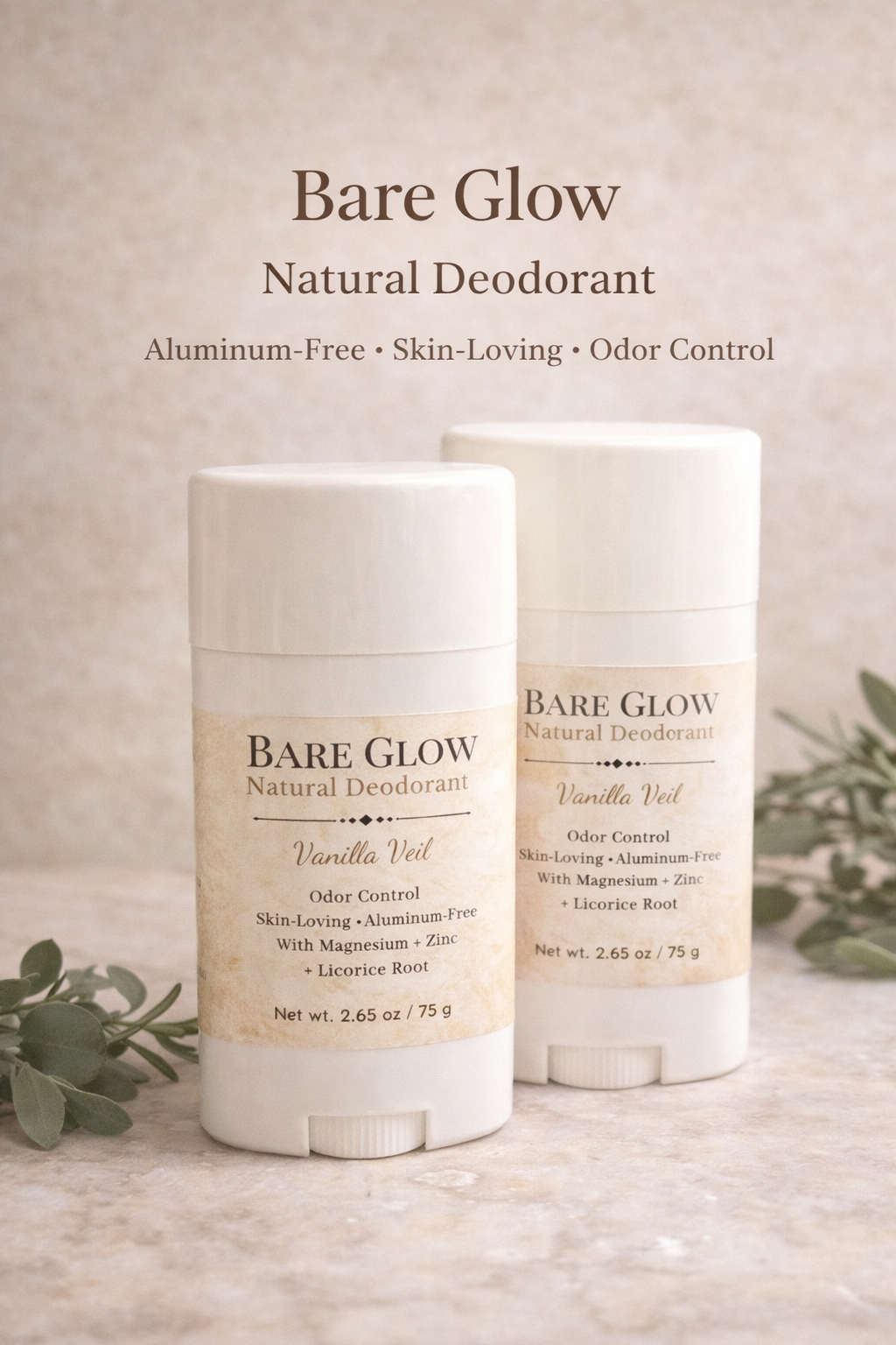 Bare Glow Natural Deodorant – Vanilla Veil
Aluminum-Free • Skin-Loving Odor Protection