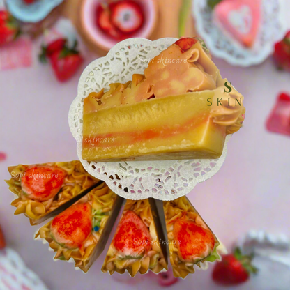 strawberry cake goat milk soap