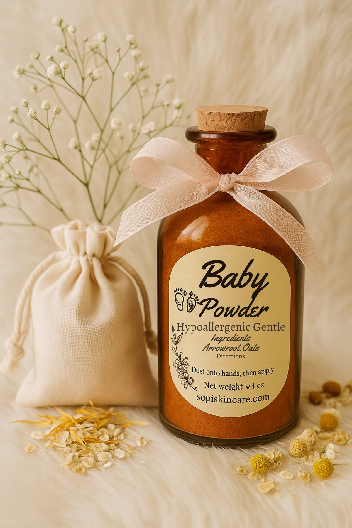 Baby Powder – Hypoallergenic & Gentle (4 oz)