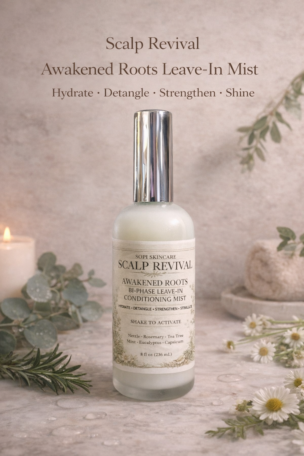 Scalp Revival Awakened Roots Bi-Phase Leave-In Conditioning Mist
Hydrate + Detangle + Strengthen