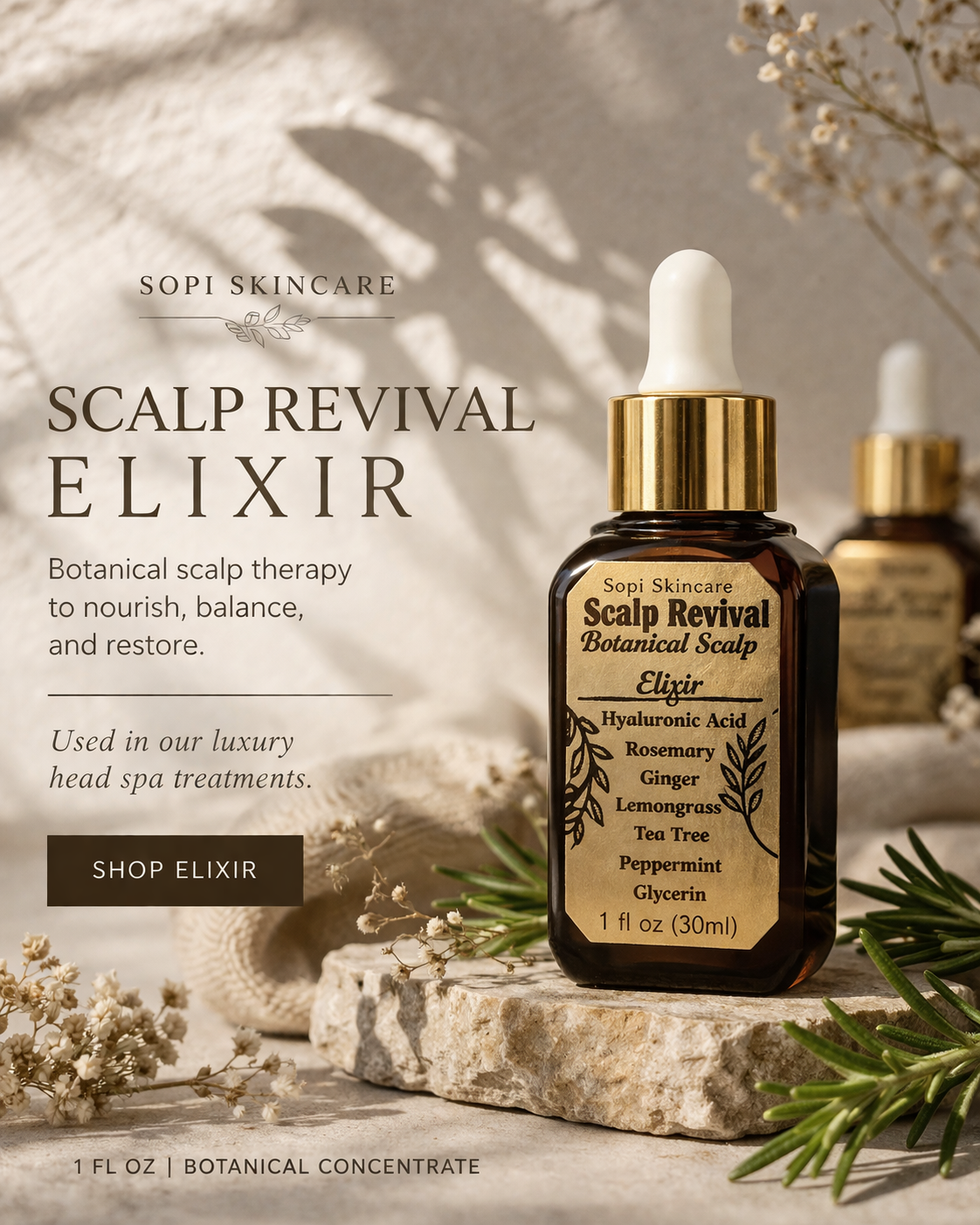 Scalp Revival Botanical Scalp Elixir
Hydrate + Stimulate + Strengthen